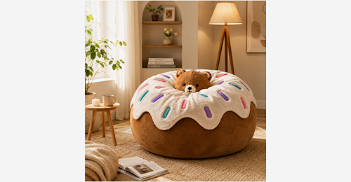 Doughnut Bear Zitzak Stoel | Velvet Fabric Lounge Bank with Premium Shredded Geheugenschuim - Model MJ-FF014 | Mingjin Zitzak China