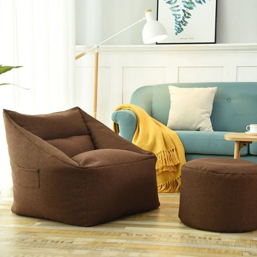 Bruine Drop Zitzak met Footstool