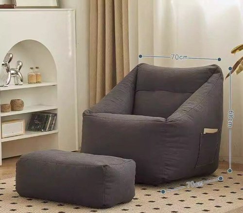 Graphite Drop Zitzak met Footstool